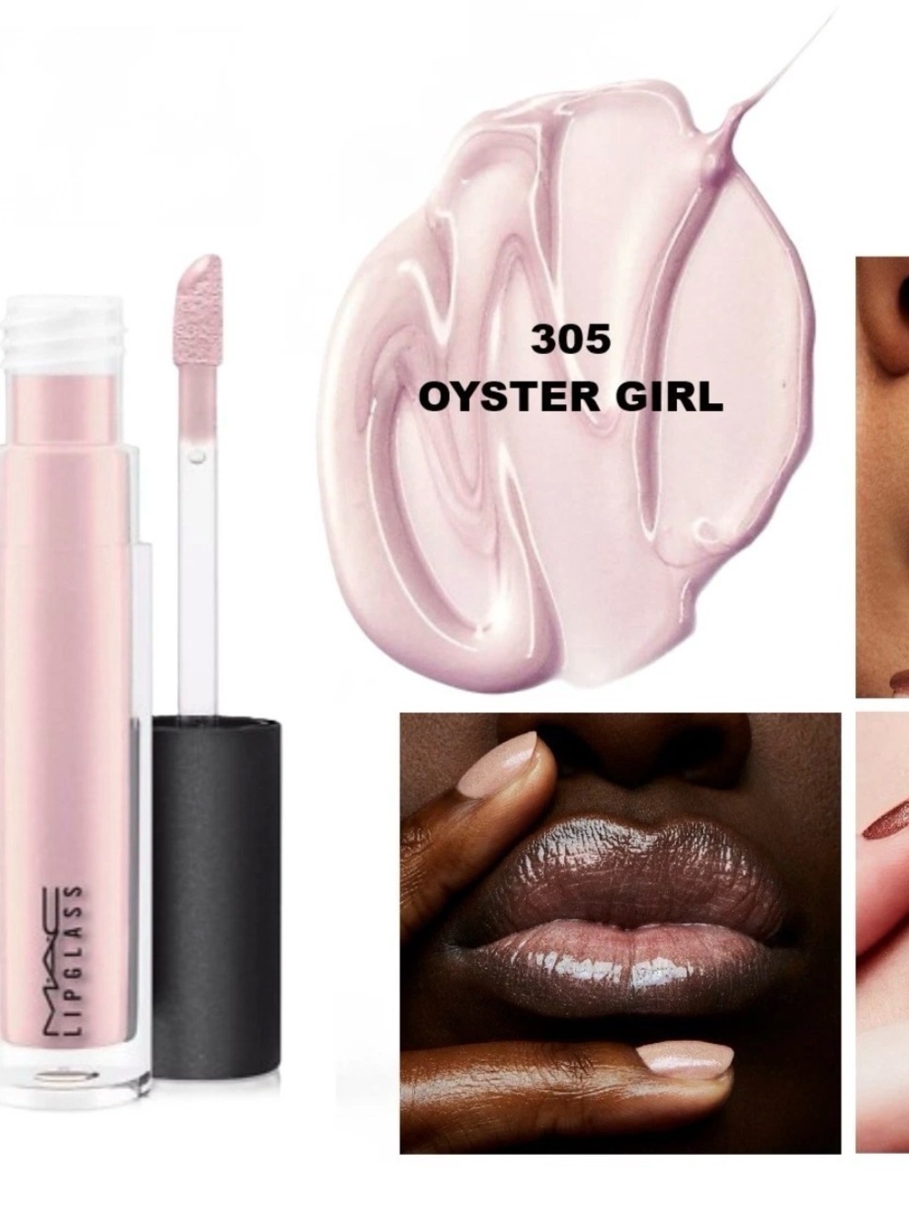 MAC Cosmetics Lipglass Lip Gloss - Oyster Girl 305 Mauve-Pink Shimmer